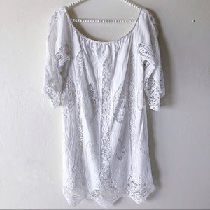 Anthropologie white lace dress/beach cover up Sz S